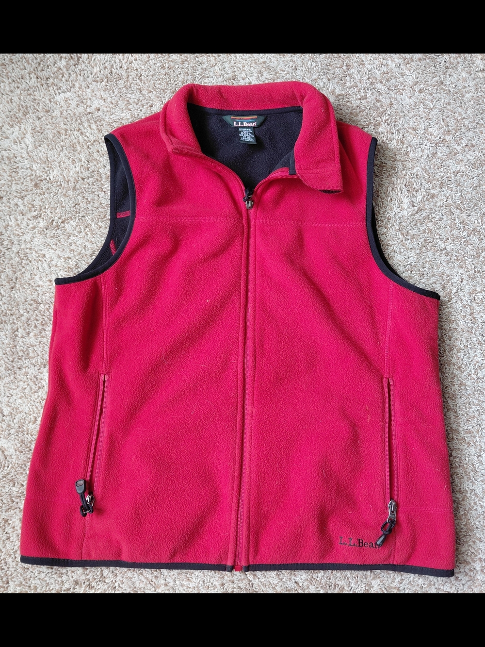 L.L.Bean Womens Red Fleece Zip-Front Vest Size Medium